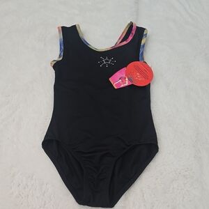 Danskin Black One Piece with Multicolor Trim